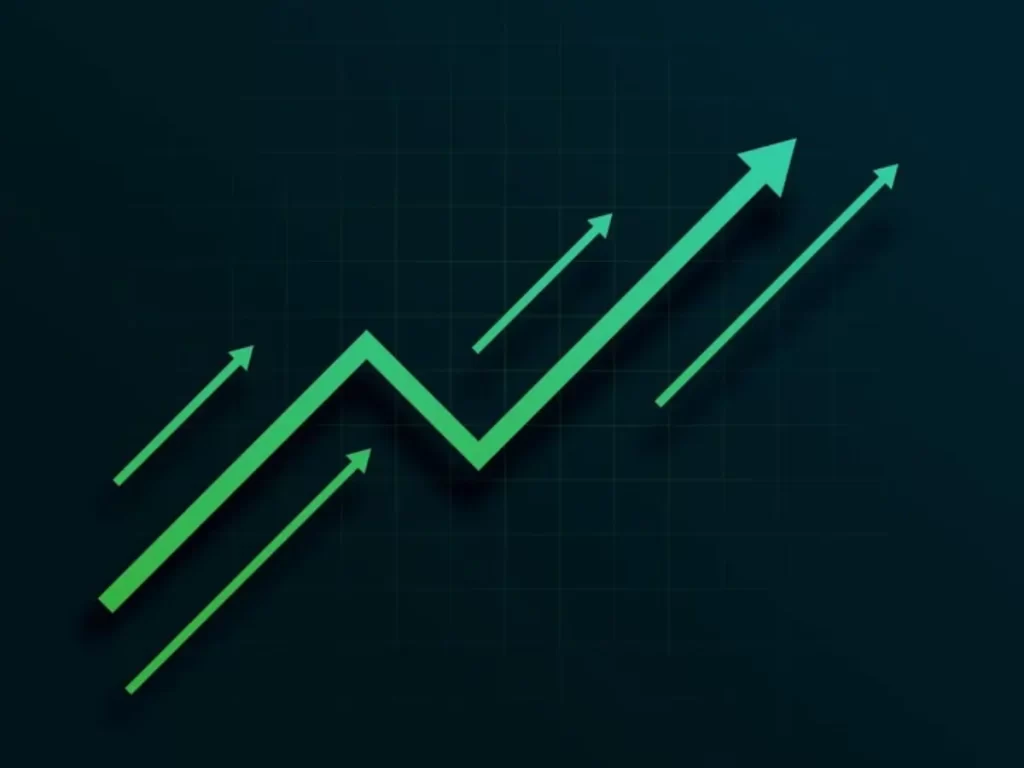 fundo de seta crescendo verde para cima