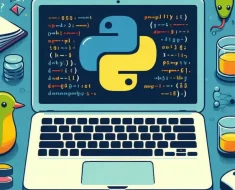 python co computador no fundo azul