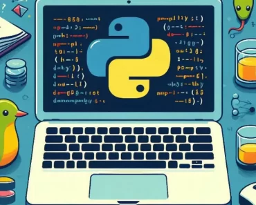 python co computador no fundo azul